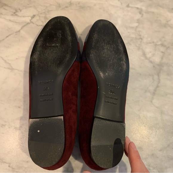 🔥 Last Chance 💯 AUTH HERMES Suede Nice H Logo Flats - Picture 5 of 7
